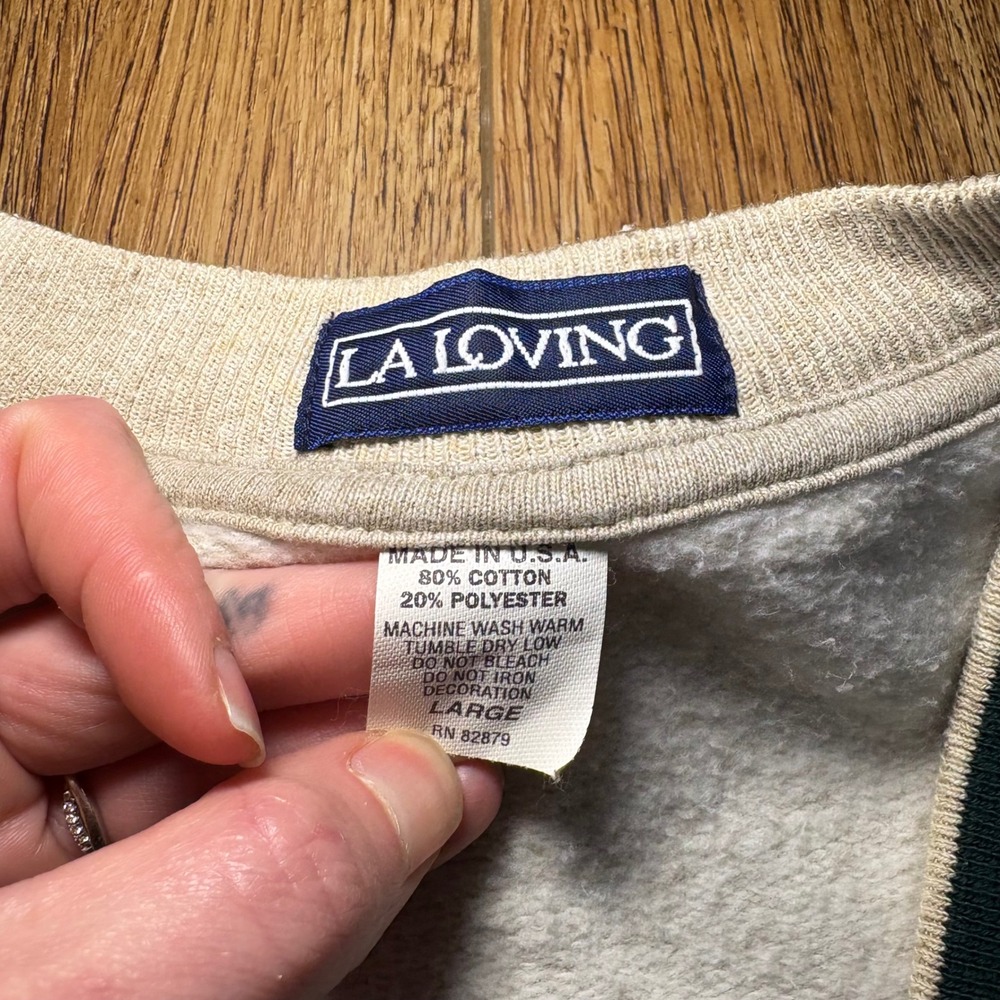 VTG‎ 90s Daytona Beach V-Neck Sweatshirt Mens L USA Made Retro LA Loving Gray - Picture 3 of 8